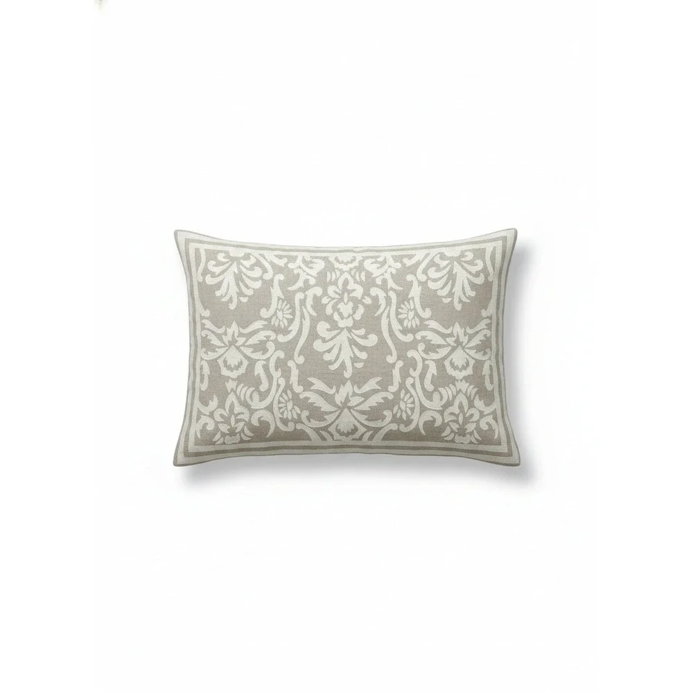 Lili Alessandra Louie Natural Linen White Linen Applique Pillow Sham 20x30